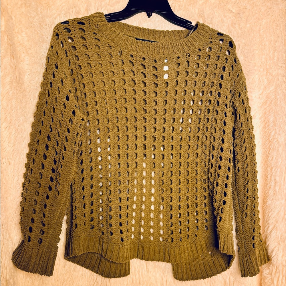 Open Stitch Olive Green Women's Sweater